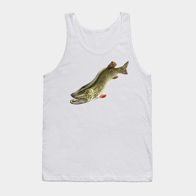 Northern Pike Fishing Art Illustration Tank Top by MarkusShirts